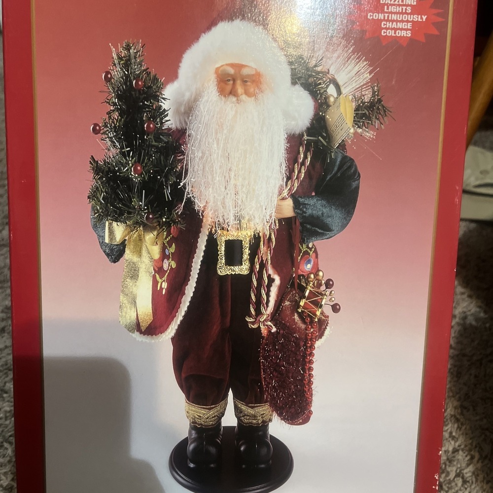 Fiber Optic Color Changing Santa 18"‎ Tall  VTG See Pictures